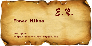 Ebner Miksa névjegykártya